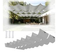 Voile d'ombrage Rétractable 0.9 x 17 m Imperméable, Protection UV, Protection Solaire, Indéchirable, Pergola de Rechange avec Œillets et Corde, pour Jardin Terrasse, Gris Clair