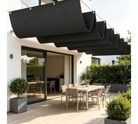 Voile d'ombrage Rétractable 1.2 x 7 m Protection Solaire Protection UV Voile Solaire Pare-Soleil avec Œillets et Cordon pour Jardins Balcons Pergola Terrasse, Gris Foncé