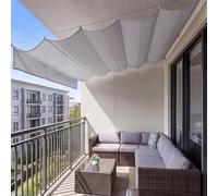 Voile d'ombrage Rétractable 1.6 x 3.1 m Multi Couleur et Taille Voile d'ombrage Rétractable à Vagues Protection UV pour Pergola Jardin Balcon, Gris Clair