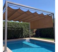 Voile d'ombrage Rétractable 1.7 x 3.7 m avec Oeillets et Cordons Voile de Soleil Réglable Protection UV pour Pergola Jardin Balcon, Brun