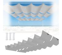 Voile d'ombrage Rétractable 1.9 x 9 m Imperméable, Protection UV, Protection Solaire, Indéchirable, Pergola de Rechange avec Œillets et Corde, pour Jardin Terrasse, Gris Clair