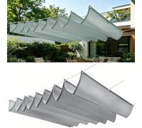 Voile d'ombrage Rétractable 160 x 460 cm Store Ondulé sur Mesure Imperméable, de Protection UV, Protection Solaire Filet d'ombrage Bâche Ombrage pour Jardins Balcons, Gris Clair