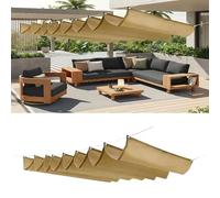 Voile d'ombrage Rétractable 165 x 300 cm Protection UV, Résistant Aux Intempéries, Imperméable avec Œillets Voiles d'ombrage de Vague pour Balcons Terrasse Pergola, Kaki