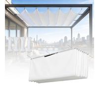 Voile d'ombrage Rétractable 185 x 430 cm avec Œillets et Corde, Rectangulaire Protection UV Solaire Extérieur Rétractable Couverture de Voile d'ombrage pour Jardin, Garage, Blanc