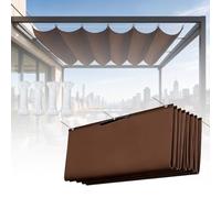 Voile d'ombrage Rétractable 185 x 510 cm avec Œillets et Corde, Rectangulaire Protection UV Solaire Extérieur Vague Voile d'ombrage Rétractable pour Terrasse, Pergola, Brun