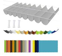 Voile d'ombrage Rétractable 2.1 x 7 m Imperméable, Protection UV, Protection Solaire, Indéchirable, Pergola de Rechange avec Œillets et Corde, pour Patio Extérieur, Gris Clair
