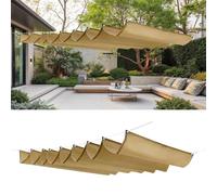 Voile d'ombrage Rétractable 200 x 220 cm Protection UV, Résistant Aux Intempéries, Imperméable avec Œillets Rétractable Vague Toile d'ombrage pour Piscine D'Hôtel de Patio, Kaki