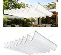Voile d'ombrage Rétractable 250 x 600 cm Store Ondulé sur Mesure Imperméable, de Protection UV, Protection Solaire Filet d'ombrage Bâche Ombrage pour Jardins Balcons, Blanc