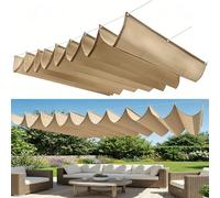 Voile d'ombrage Rétractable 260 x 350 cm Store Ondulé sur Mesure Imperméable, de Protection UV, Protection Solaire Toile Ombrage Imperméable pour Extérieur Jardin, Kaki