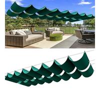Voile d'ombrage Rétractable 3.2 x 8.7 m Protection UV, Résistant Aux Intempéries, Imperméable avec Œillets Rétractable Vague Voile-D'Ombrage pour Jardin Véranda Terrasse, Vert Foncé