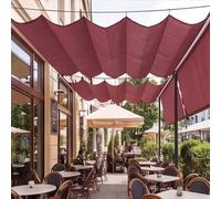 Voile d'ombrage Rétractable 300 x 460 cm Toile PES Résistant à l'eau Voile d'ombrage Rétractable à Vagues Protection UV pour Toit de Terrasse, Pavillon, Vin Rouge