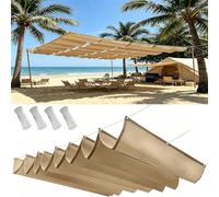 Voile d'ombrage Rétractable 80 x 460 cm Store Ondulé sur Mesure Imperméable, de Protection UV, Protection Solaire Filet d'ombrage Rectangulaire pour Extérieur Jardin, Kaki