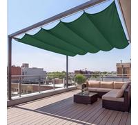 Voile d'ombrage Rétractable 90 x 160 cm Multi Couleur et Taille Imperméable Multi Couleur Taille Voile-D'Ombrage UV Protection IN ordes de Fixation pour Terrasse, Vert Foncé