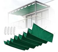 Voile d'ombrage Rétractable 90 x 460 cm Polyester, Anti-UV, Taille Personnalisée IN ordes de Montage Extérieur Vague Voile d'ombrage Rétractable pour Jardin, Garage, Vert Foncé