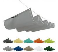 Voile d'ombrage rétractable à mât 3x6,5M, protection solaire pour toit de terrasse, toile rétractable incl. cordes de montage pour jardin terrasse gris clair, gris clair