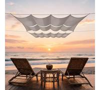 Voile d'ombrage Retractable à Vagues 280 x 525 cm Protection UV, Anti-Déchirure, Coupe-Vent, Imperméable Filet Protection Solaire avec Cordes pour Terrasse Jardin, Gris Clair