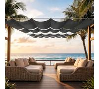 Voile d'ombrage Retractable à Vagues 65 x 800 cm Protection UV, Anti-Déchirure, Coupe-Vent, Imperméable Auvent Imperméable UV Protection avec Cordes pour Jardin, Terrasse, Gris Foncé