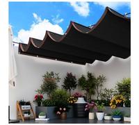 Voile d'ombrage rétractable à Vagues coulissantes avec kit de Montage, matériau PEHD, Protection Solaire Anti-UV, auvent de Toit for pergola, terrasse, Jardin, Gazebo extérieur(3x5m/9.84x16.4ft)