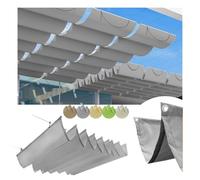 Voile d'ombrage Rétractable à Vagues - Couverture Extérieure Imperméable & Anti-UV 95%, pour Pergola/Terrasse/Jardin/Balcon (Gris,2 * 3 m (BxL))