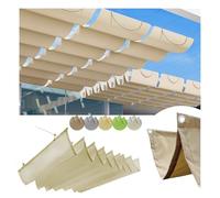 Voile d'ombrage Rétractable à Vagues - Couverture Extérieure Imperméable & Anti-UV 95%, pour Pergola/Terrasse/Jardin/Balcon (Beige,2 * 8 m (BxL))
