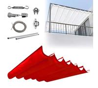 Voile d'ombrage rétractable - Auvent imperméable pour pergola d'extérieur - Couverture d'ombrage réglable avec accessoires d'installation pour terrasse, balcon, terrasse et jardin (rouge, 15,2 x 5,4