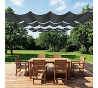 Voile d'ombrage Rétractable Coulissante 300 x 900 cm Protection UV, Anti-Déchirure, Coupe-Vent, Imperméable Filet d'ombrage Bâche Ombrage avec Cordes pour Terrasse Jardin, Gris Foncé
