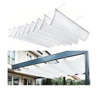 Voile D'ombrage Rétractable Coulissante, Retractable à Vagues avec œillets et Corde, Toile pergola rectangulaire imperméable Antiet indéchirable pour terrasse,Blanc,1.2m×6m