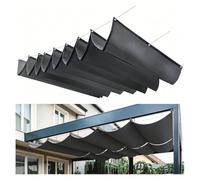 Voile D'ombrage Rétractable Coulissante, Retractable à Vagues avec œillets et Corde, Toile pergola rectangulaire imperméable Antiet indéchirable pour terrasse,Dark Gray,2m×6m