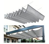 Voile D'ombrage Rétractable Coulissante, Retractable à Vagues avec œillets et Corde, Toile pergola rectangulaire imperméable Antiet indéchirable pour terrasse,Light Gray,1.2m×4m
