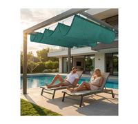 Voile d'ombrage rétractable en Forme de U, auvent rétractable en Forme de U, Pare-Soleil en Maille HDPE, Bloc UV à 90%, Respirant for terrasse, Jardin, pergola(W1.2*L7m/W3.93*L22.96ft)