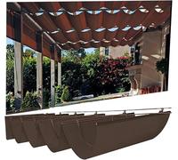 Voile d'ombrage rétractable en forme de U pour pergola, en polyéthylène haute densité - Protection solaire et eau - Kit de montage inclus - Marron - 1,1 m x
