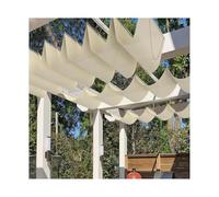 Voile d'ombrage rétractable en forme de U pour pergola, terrasse et jardin, style vague, 1,5 x 9 m, protection UV et résistant à l'eau