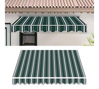 Voile d'ombrage rétractable en tissu imperméable en polyester à rayures vertes pour terrasse et terrasse - 4 x 3,5 m
