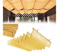 Voile d'ombrage rétractable et imperméable en polyéthylène haute densité pour terrasse et terrasse - Remplacement avec kit de montage - Jaune terreux (taille : 1,2 × 4,2 m)