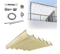 Voile d'ombrage rétractable - Housse d'auvent imperméable pour pergola pour extérieur, solution d'ombrage réglable avec accessoires d'installation pour terrasse, balcon, terrasse et jardin (beige, 1,5