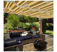 Voile d'ombrage rétractable imperméable avec matériel de câble coulissant pour terrasse et pergola. Protection solaire pour extérieur (1,6 x 20 m)