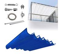 Voile d'ombrage rétractable, imperméable, couverture de pergola pour extérieur, pare-soleil réglable avec accessoires d'installation pour terrasse, balcon, jardin (bleu, 6x)