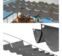 Voile d'ombrage rétractable imperméable et anti-UV 95 % - 6 x 7 m - Couleur café avec œillets et corde pour une installation facile, parfait pour le jardin