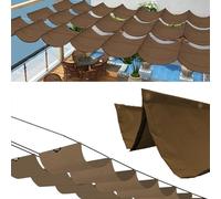 Voile d'ombrage rétractable - Imperméable - Protection UV - 95 % - Pour jardin et terrasse - Couleur café - 6 x 7 m - Avec œillets et cordes