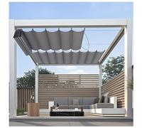 Voile d'ombrage rétractable ondulée, 1 x 10 m, tissu respirant de protection UV pour terrasse, jardin, cour, pergola réglable, gris