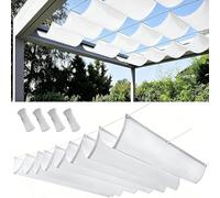 Voile d'ombrage Rétractable Ondulée 110 x 330 cm Enroulable, Protection Solaire, Imperméable, avec Œillets, Store d'ombrage Voiles de Vague pour Jardins Balcons, Blanc