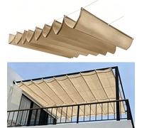 Voile d'ombrage Rétractable Ondulée 110 x 550 cm sur Mesure, Réglable, Couverture D'Ombre, de Protection UV et Indéchirable Voiles d'ombrage de Vague pour Jardins Balcons, Kaki