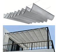 Voile d'ombrage Rétractable Ondulée 110 x 650 cm sur Mesure, Réglable, Couverture D'Ombre, de Protection UV et Indéchirable Voiles d'ombrage de Vague pour Jardins Balcons, Gris Clair