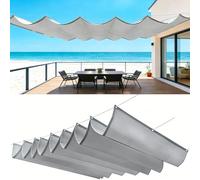 Voile d'ombrage Rétractable Ondulée 120 x 340 cm sur Mesure, Réglable, Couverture D'Ombre, de Protection UV et Indéchirable Voile Solaire Réglable pour Jardins Balcons, Gris Clair