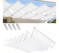 Voile d'ombrage Rétractable Ondulée 145 x 395 cm Store Ondulé sur Mesure Imperméable, de Protection UV, Protection Solaire Imperméable Bâche Dombrage pour Jardins Balcons, Blanc