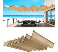 Voile d'ombrage Rétractable Ondulée 250 x 360 cm sur Mesure, Réglable, Couverture D'Ombre, de Protection UV et Indéchirable Voile Solaire Réglable pour Jardins Balcons, Kaki