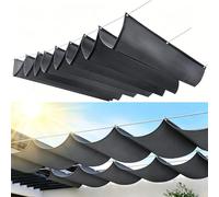 Voile d'ombrage Rétractable Ondulée 310 x 430 cm Réglable, Protection Solaire, Imperméable Pergola Résistante Aux UV Voiles d'ombrage Rétractables pour Jardins Balcons, Gris Foncé