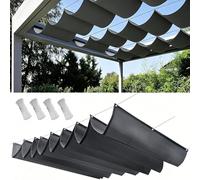 Voile d'ombrage Rétractable Ondulée 80 x 210 cm Enroulable, Protection Solaire, Imperméable, avec Œillets, Store d'ombrage Voiles de Vague pour Jardins Balcons, Gris Foncé