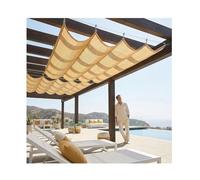 Voile d'ombrage rétractable ondulée，Store Enrouleur Coulissant en Forme De U，HDPE Toit Couverture D'ombr，Couverture de Remplacement，for pergola,Porche,terrasse,Jardin(W3*L15m/W9.84*L49.21ft)