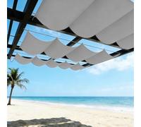 Voile d'ombrage rétractable,Rectangulaire étanche Protection Solaire Voile D'ombrage Rétractable Coulissante,Corde Libre,pour Jardin Terrasse Extérieur-Lightgrey||180x700cm